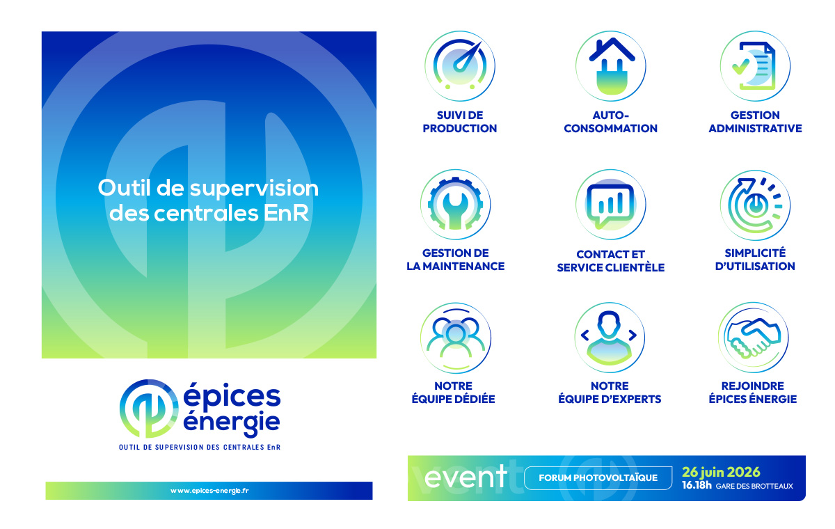 Création du logotype et de l'identité visuelle d'Epices Energie, un logiciel de supervision complet pour la gestion de vos installations EnR